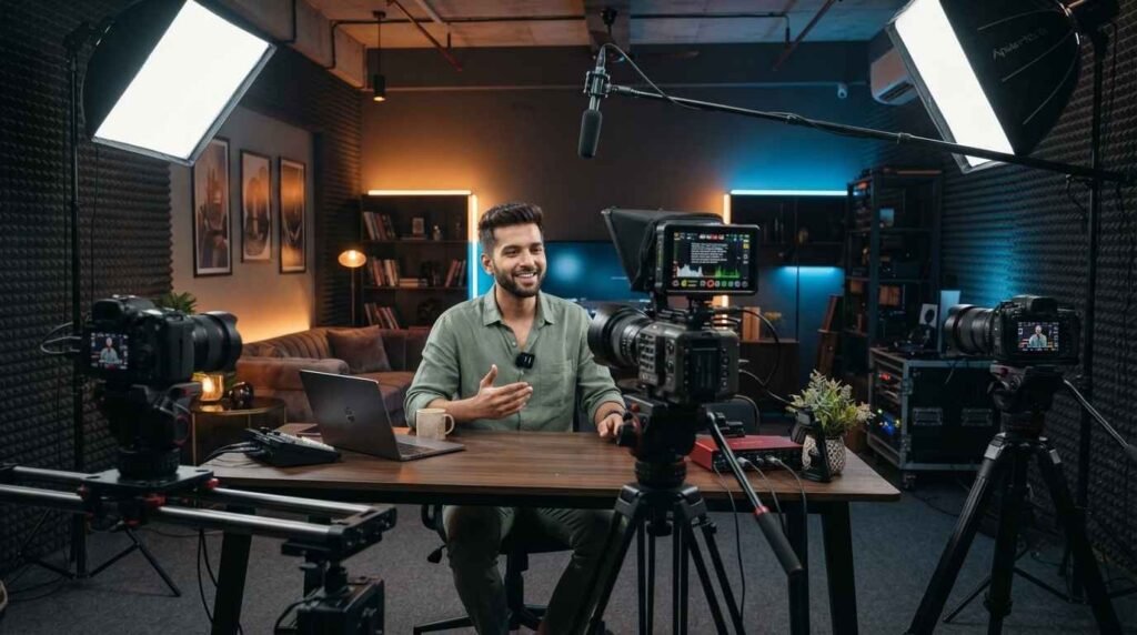 YouTube Video Shooting Studio in Gurgaon: 4K Multi-Camera Setup for Creators, Vloggers, and Educators 4 YouTube Video Shooting Studio in Gurgaon 4K Multi-Camera Setup